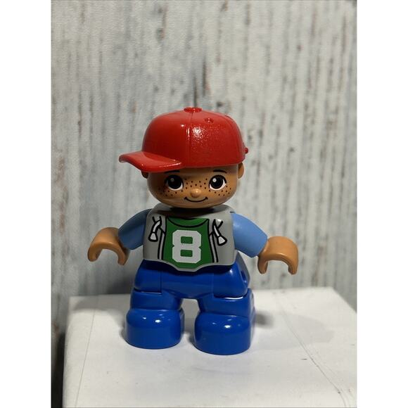 Lego Duplo Figure 2" Boy Son Youth Male Child Kid Hat #8 Number Train Set 10558 - Picture 1 of 3